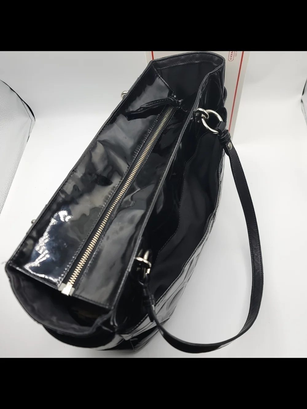 Coach Black Patent Signature Tote Shoulder Bag
